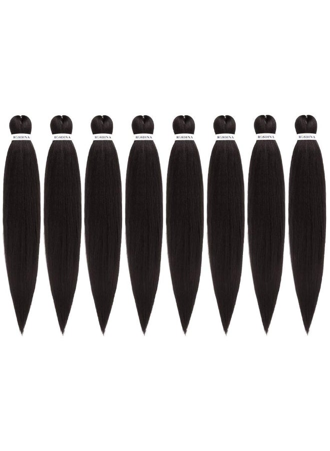 ROSDINA Prestretched Braiding Hair 24 Inch 8 Packs Dark Brown Long Braiding Hair For Twist or Box Braids Yaki Texture Hot Water Setting Synthetic Braiding Hair Extensions 24 Inch 28P - Image 3