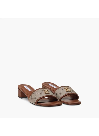 ELLE Women's Monogram Print Slip-On Sandals with Block Heels