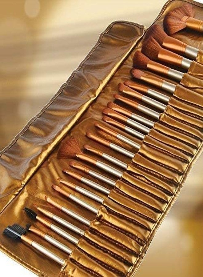BOZLIN 24Pcs Makeup Brushes Cosmetic Brush Set With Golden Leather Pouch - Image 1