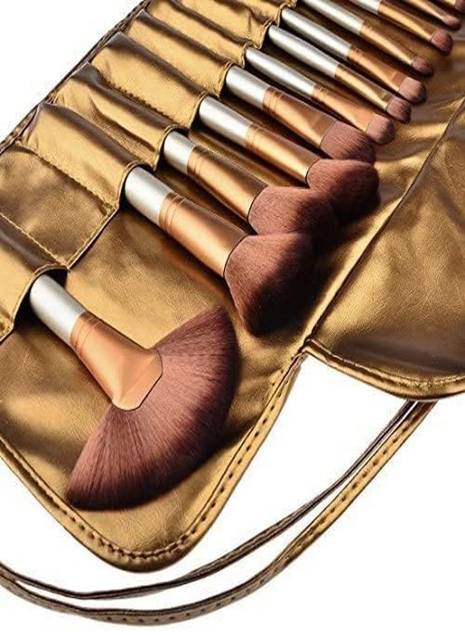 BOZLIN 24Pcs Makeup Brushes Cosmetic Brush Set With Golden Leather Pouch - Image 3