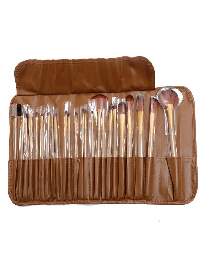 BOZLIN 24Pcs Makeup Brushes Cosmetic Brush Set With Golden Leather Pouch - Image 5