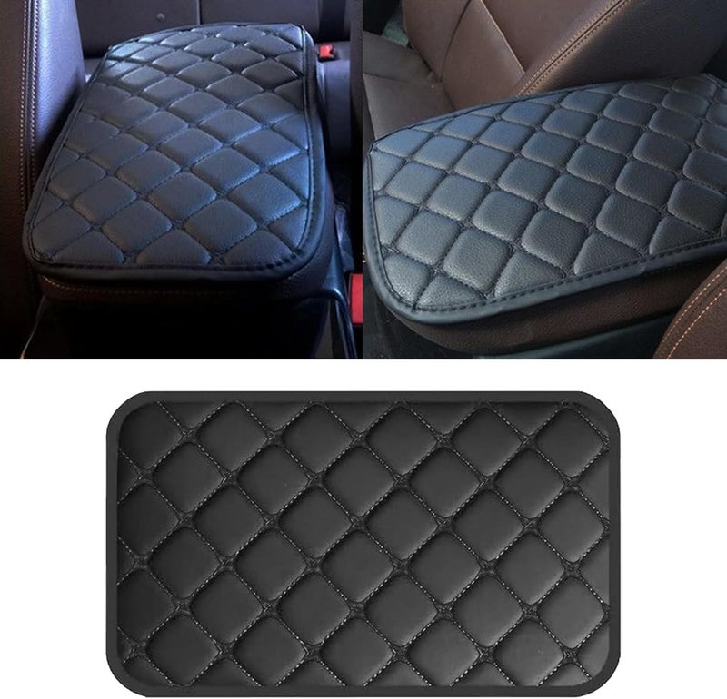 Couslcd Car Center Console Cushion Pad, Universal PU Leather Waterproof Car Armrest Protection Cover, Comfortable Universal Car Interior Decor Accessories for SUV, Sedan, Truck (Black) - Image 1