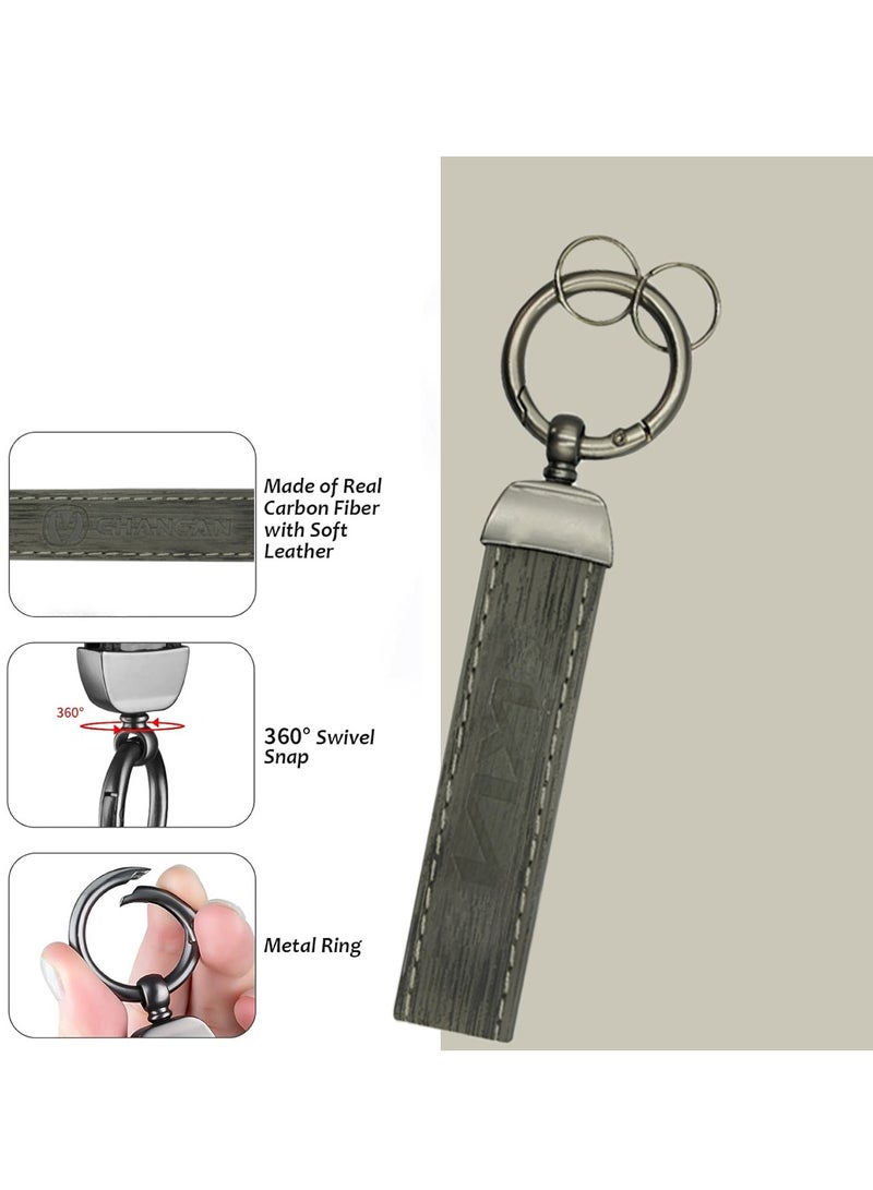 Leather Car Keychain Kia Keychain - Carbon Fiber Design Key Keychain with 360° Swivel Snap - Durable Metal Ring - Image 5