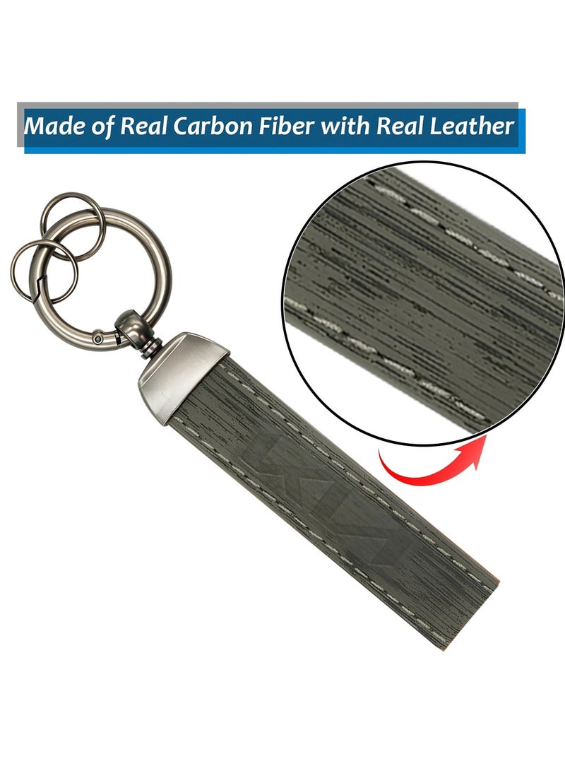 Leather Car Keychain Kia Keychain - Carbon Fiber Design Key Keychain with 360° Swivel Snap - Durable Metal Ring - Image 2