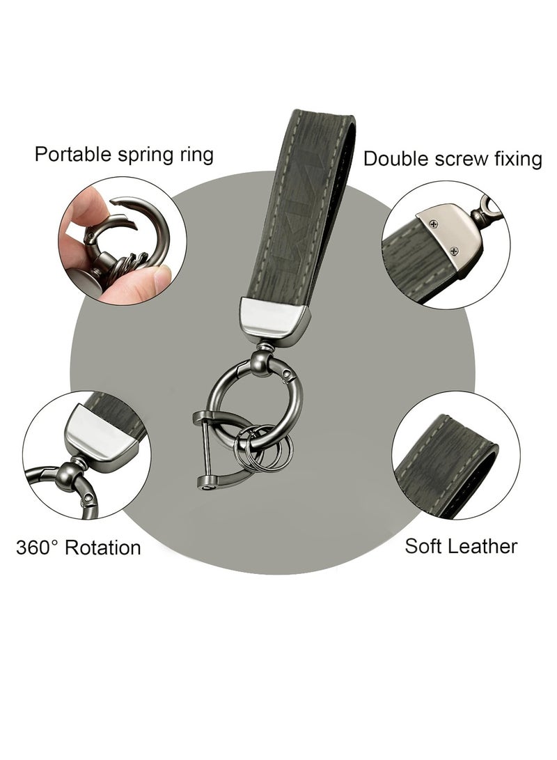 Leather Car Keychain Kia Keychain - Carbon Fiber Design Key Keychain with 360° Swivel Snap - Durable Metal Ring - Image 3
