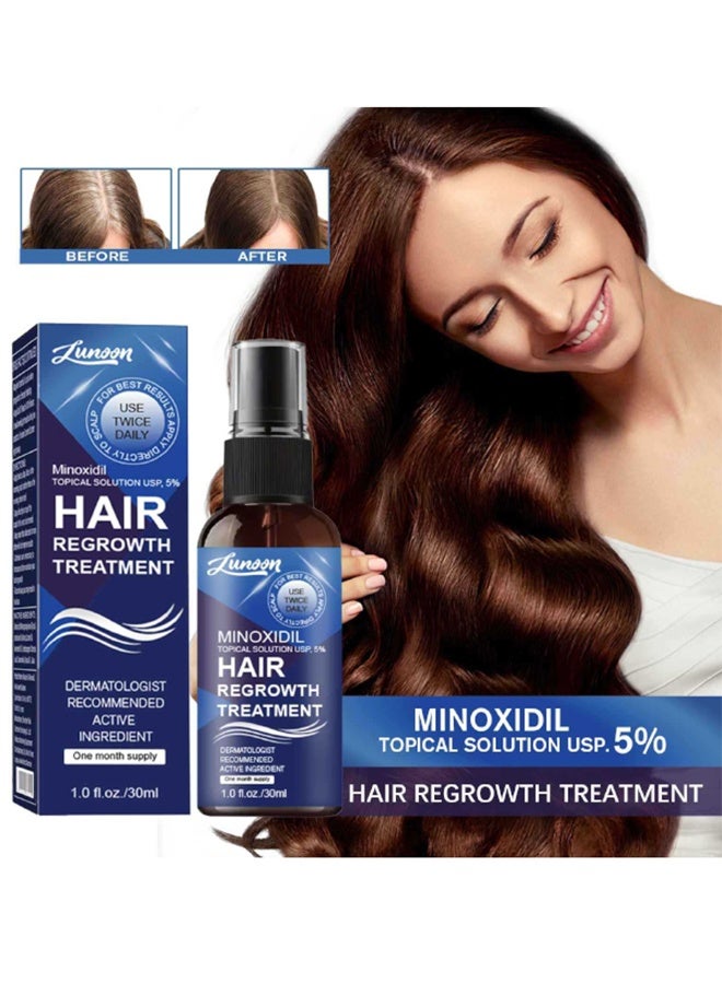 LUNOON Minoxidil Hair Regrowth Treatment - 5% Minoxidil for Men and Women Hair Growth - for Men to Regrow Fuller, Thicker Hair u0026 Beard - Minoxidil for Women Hair Growth- Improves Appearance of Thinning Hair - Image 1