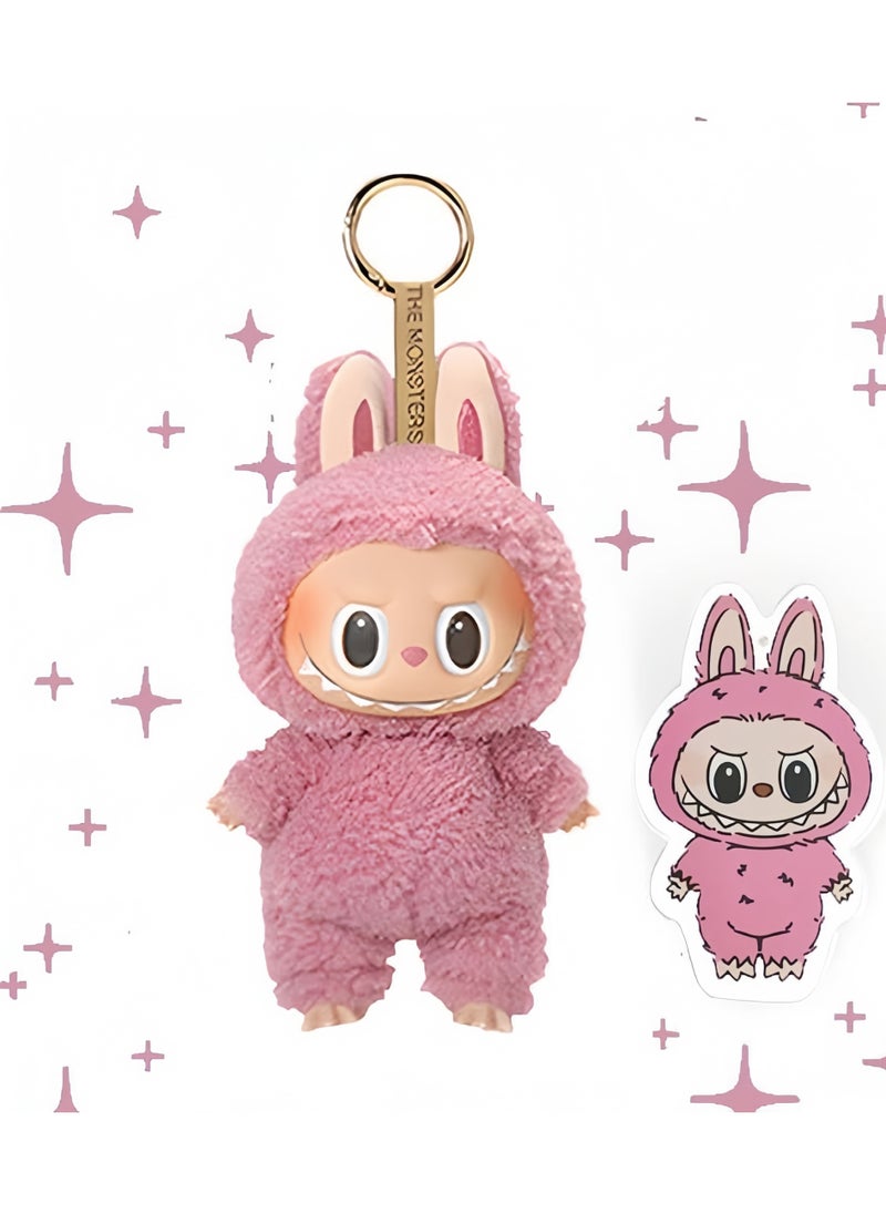 LABUBU Doll Pendant Labubu Macaron Vinyl Plush Doll 17cm ,Perfectly Matched With Labubu's Clothing（Strawberry）  - Image 1