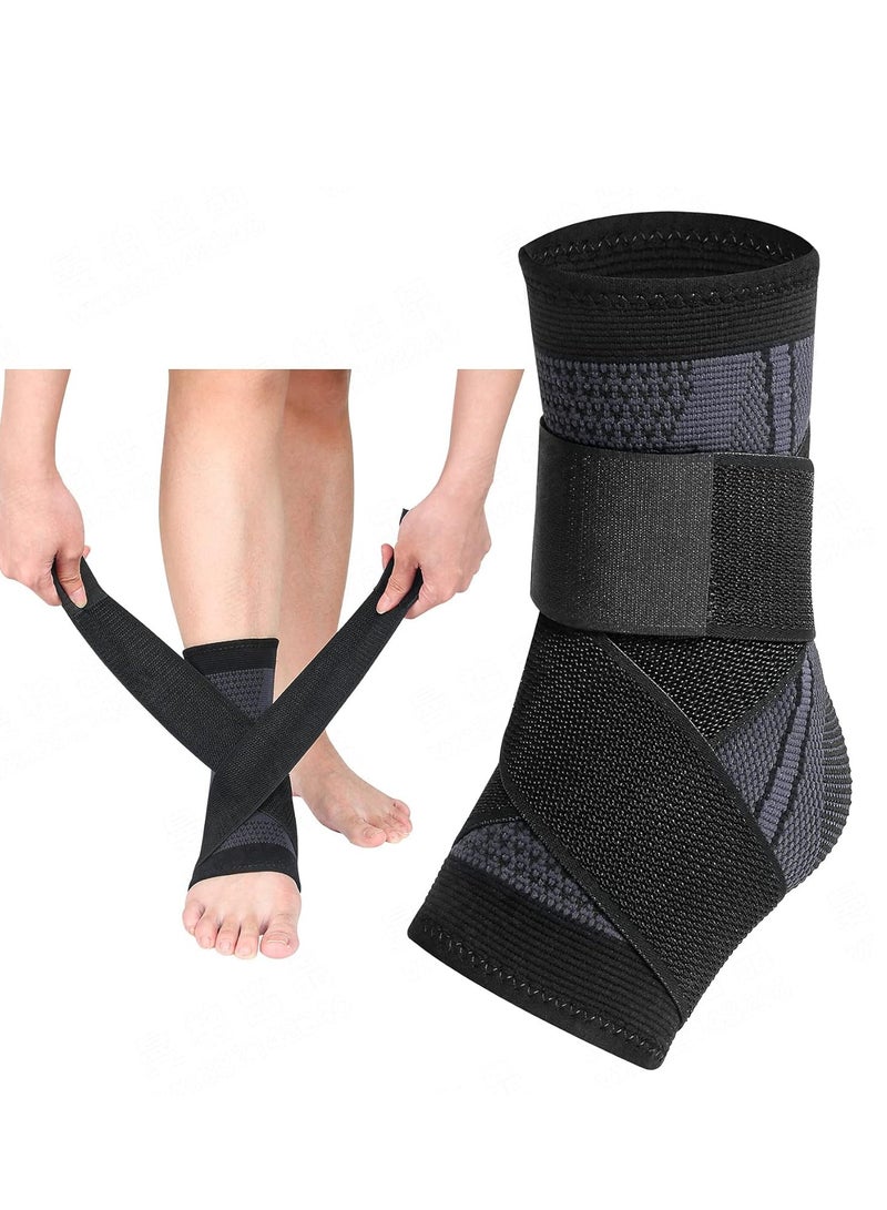 MJZ 1 Pair Ankle Braces, Adjustable Compression Ankle Support Brace for Men & Women, for Achilles Tendon Support & Plantar Fasciitis, Ankle Protector For Running Sports Football and Basketball, Stabilize Ankle Brace Eases Pain Swelling Ankle Joint uncomfortable & Sprained Ankle - Image 1