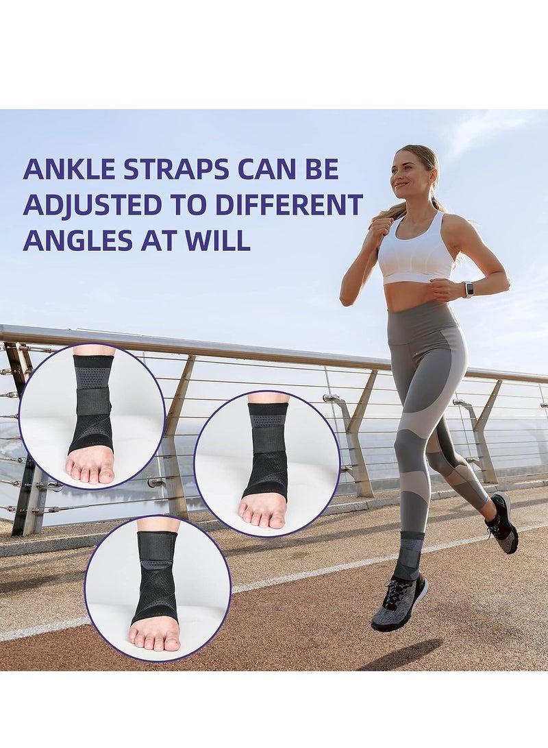 MJZ 1 Pair Ankle Braces, Adjustable Compression Ankle Support Brace for Men & Women, for Achilles Tendon Support & Plantar Fasciitis, Ankle Protector For Running Sports Football and Basketball, Stabilize Ankle Brace Eases Pain Swelling Ankle Joint uncomfortable & Sprained Ankle - Image 3