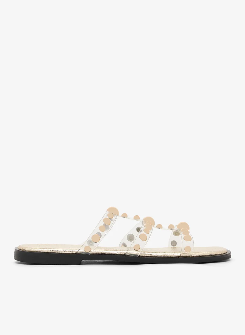 Gold Metal Stud Detail Flat Sandals