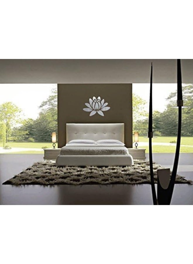 Horoof Market Horoof Home® Silver Lotus Wall Mirror Acrylic Décor – 50x35x0.3 cm, Elegant and Lightweight Decorative Wall Art for Living Room, Bedroom, or Office, SL097  - Image 4
