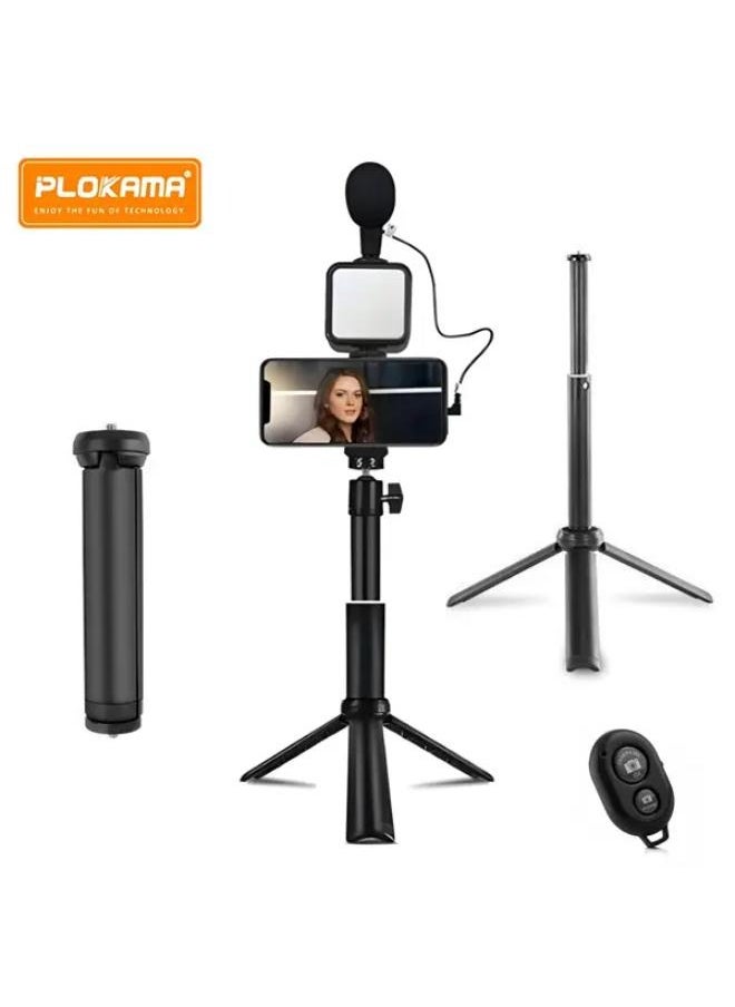 PLOKAMA - Video Recording Kit for Video Shooting and YouTube Video Recording for Any Mobile Phone or Digital Camera with LED Light, Microphone and Phone Holder-Model PK 772 - Image 1