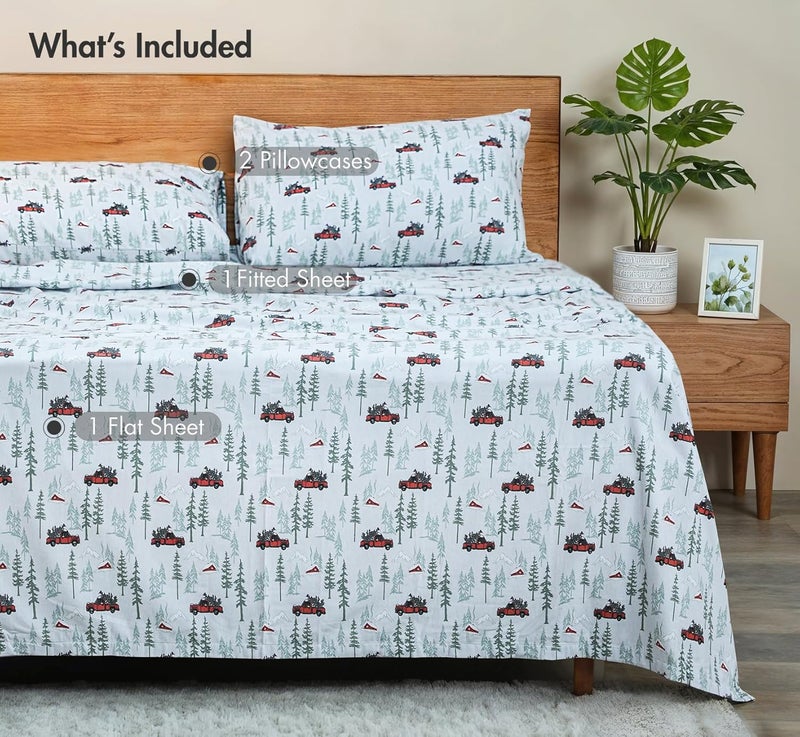 RUVANTI Flannel Sheets Queen Size - GOTS Certified 100% Organic Cotton, 4 Piece Warm, Soft & Breathable Set, Deep Pocket Snug Fit, Double Brushed Cozy All Season Bedding, Merry Miles - Image 2