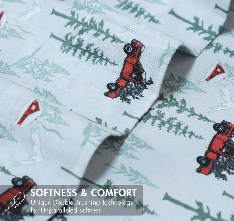 RUVANTI Flannel Sheets Queen Size - GOTS Certified 100% Organic Cotton, 4 Piece Warm, Soft & Breathable Set, Deep Pocket Snug Fit, Double Brushed Cozy All Season Bedding, Merry Miles - Image 4