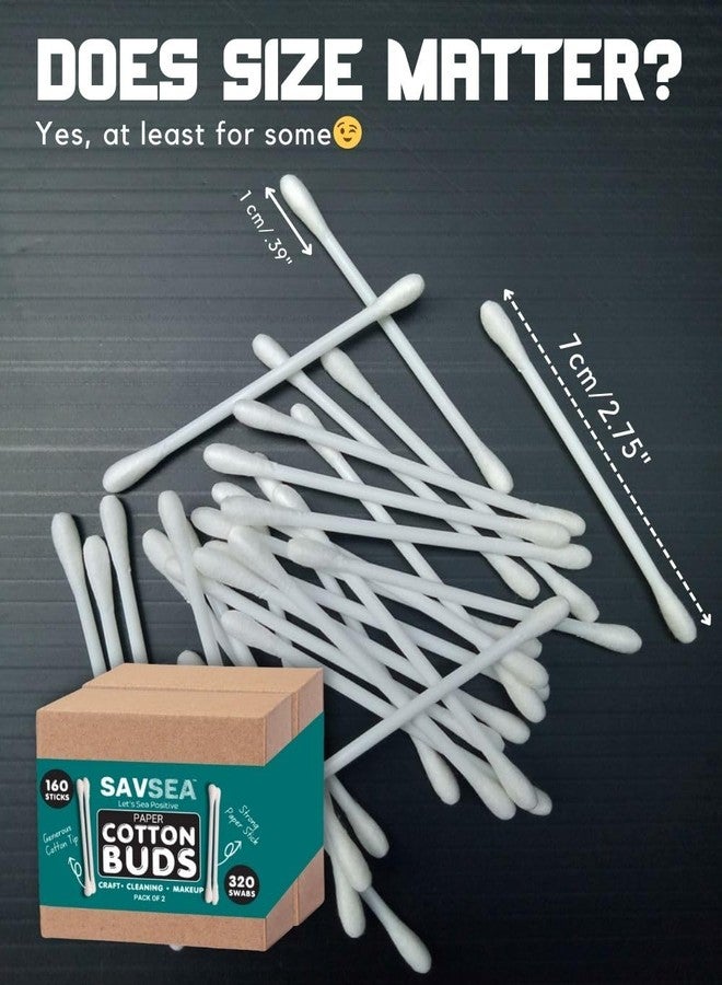 SavSea Paper Cotton earbuds/swabs | q tips | 160 Stems / 320 Swabs | Suitable for adult and baby | Multipurpose Double tip cotton swabs with sustainable paper stick better than wooden stick (Pack of 2) - Image 4