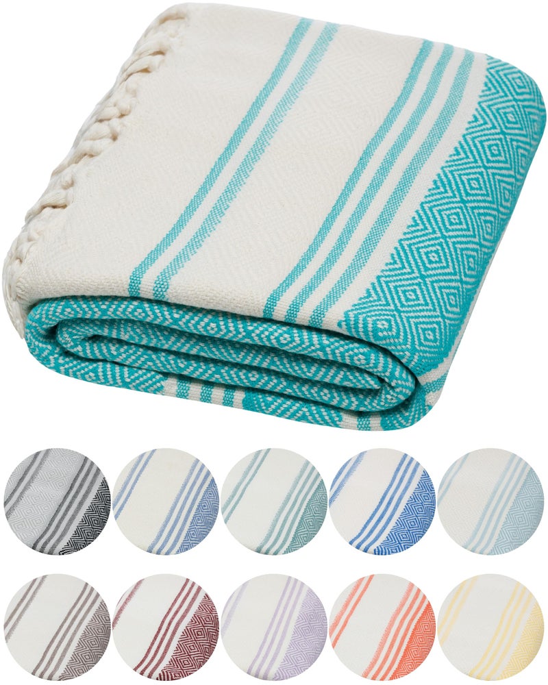 DEMMEX Organic Diamond Turkish Bath  Beach Towel  100 OekoTEX Certified Cotton UltraSoft QuickDry Lightweight Compact  Oversized Luxury Peshtemal Towel Prewashed 71x36 Nile Green