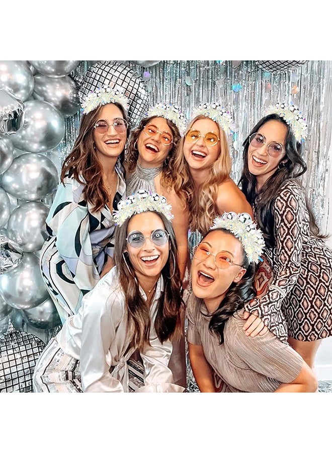 Lemon Disco Party Decorations, Disco Ball Headband Birthday Headband, Silver Groovy,  Women Dancing Queen - Image 2