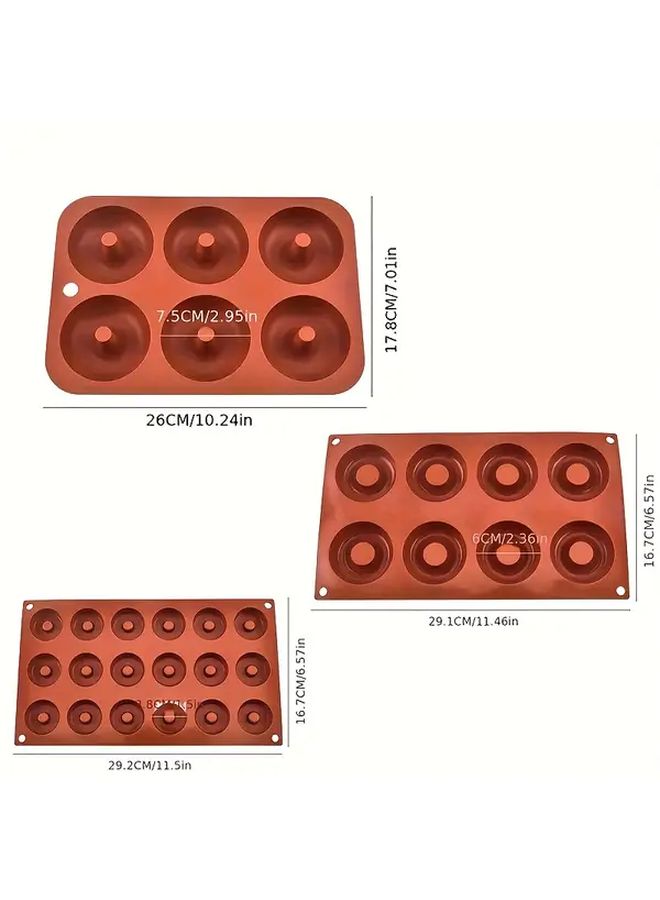 3PCS Multifunctional Silicone Donut Molds Set Non Stick Heat Resistant Easy Clean - Image 4