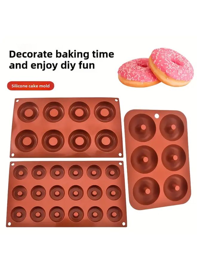 3PCS Multifunctional Silicone Donut Molds Set Non Stick Heat Resistant Easy Clean - Image 1