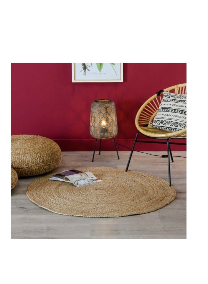 Natural Jute Round Hand-Braided Area Rug - Reversible Decorative Carpet for Living Room, Indoor & Outdoor Use (120x120 cm) - Image 4