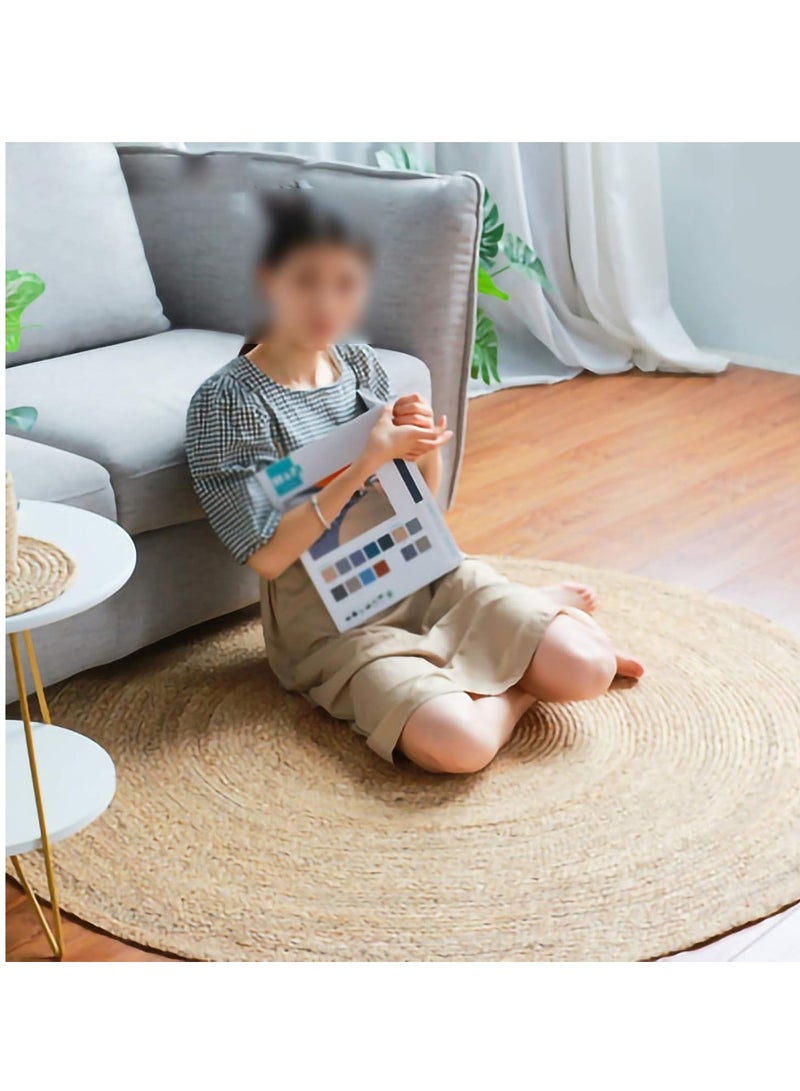 Natural Jute Round Hand-Braided Area Rug - Reversible Decorative Carpet for Living Room, Indoor & Outdoor Use (120x120 cm) - Image 3