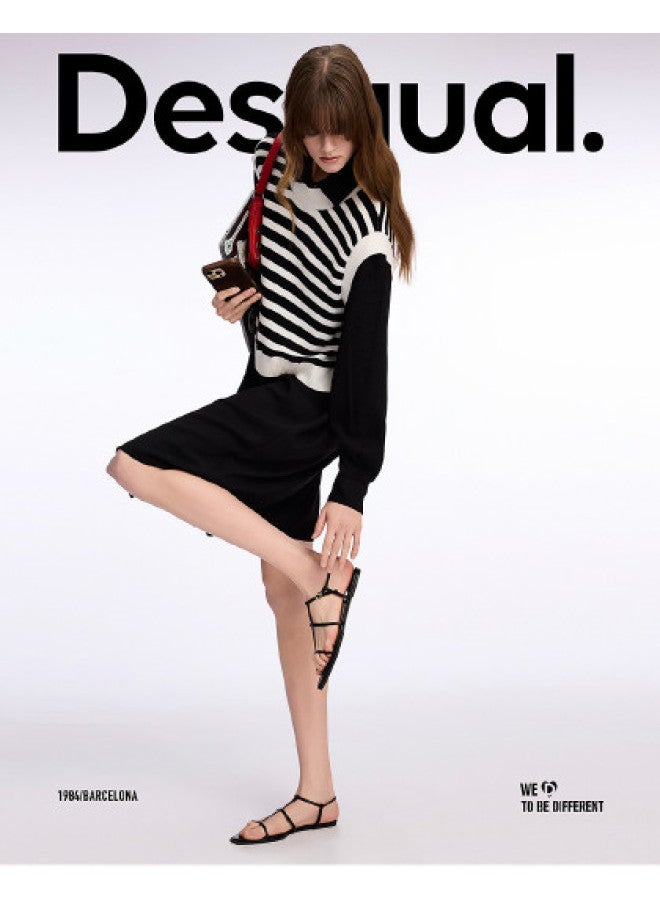 DESIGUAL spring/summer 2025 New Arrival - Knit-paneled Shirt Dress With Layered Design - Image 1