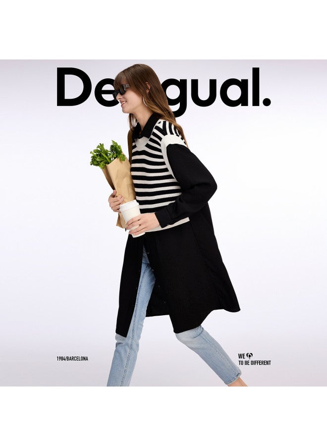 DESIGUAL spring/summer 2025 New Arrival - Knit-paneled Shirt Dress With Layered Design - Image 3