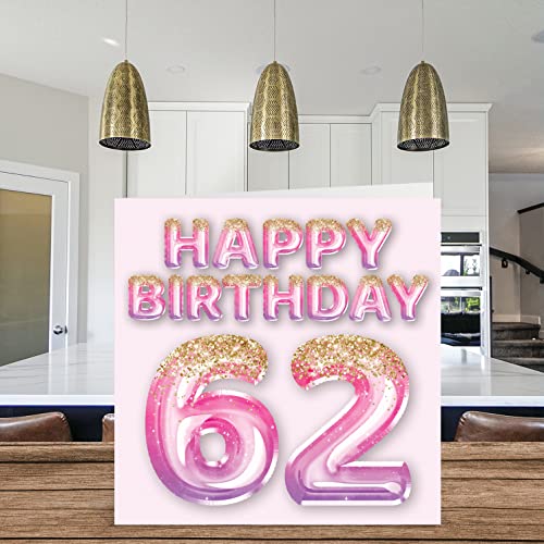 Stuff4 62nd Birthday Card for Women - Pink & Purple Glitter Balloons - Happy Birthday Cards for 62 Year Old Woman Mom Nanny Grandma Gran Auntie, 5.7 x 5.7 Inch Sixty-Two Sixty-Second Bday Greeting Cards Gift - Image 3