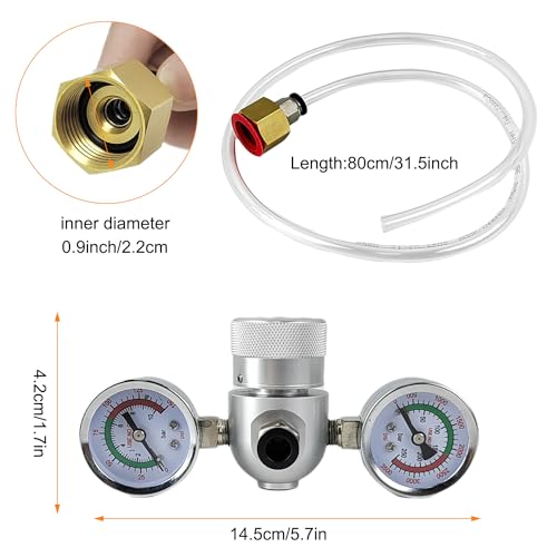JEEJINYAN Whipped Cream Charger Pressure Regulator Valve, for 0.95L/580G Tank, for Pressure Regulator Tank & Hose Line on Dispenser - Image 2