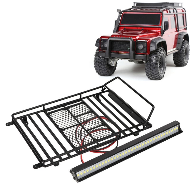 1/10 رف سقف سيارة RC محمل أمتعة لوح لـ TRX-4/SCX10 (بمصابيح LED) - Image 4