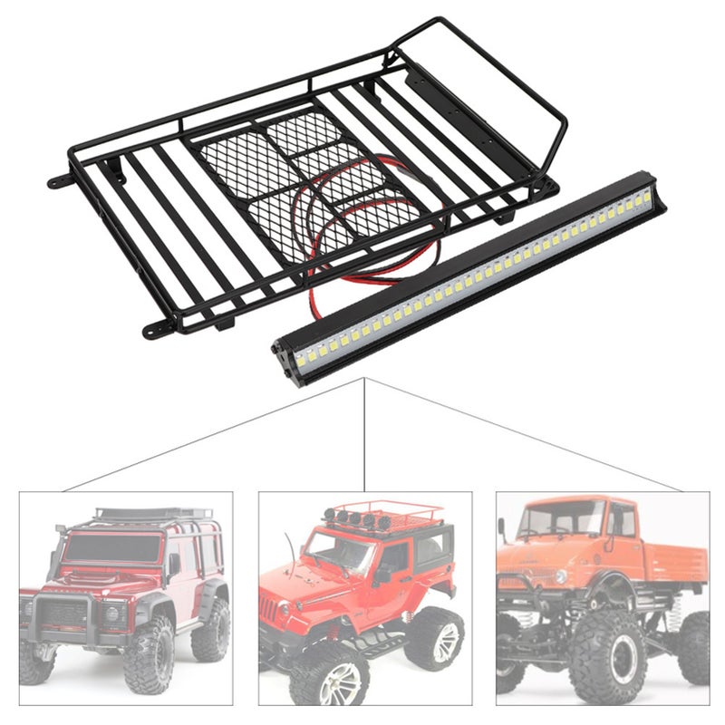 1/10 رف سقف سيارة RC محمل أمتعة لوح لـ TRX-4/SCX10 (بمصابيح LED) - Image 1