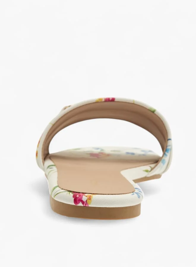 Flora Bella By Shoexpress Womens Floral Print Slip-On Sandals