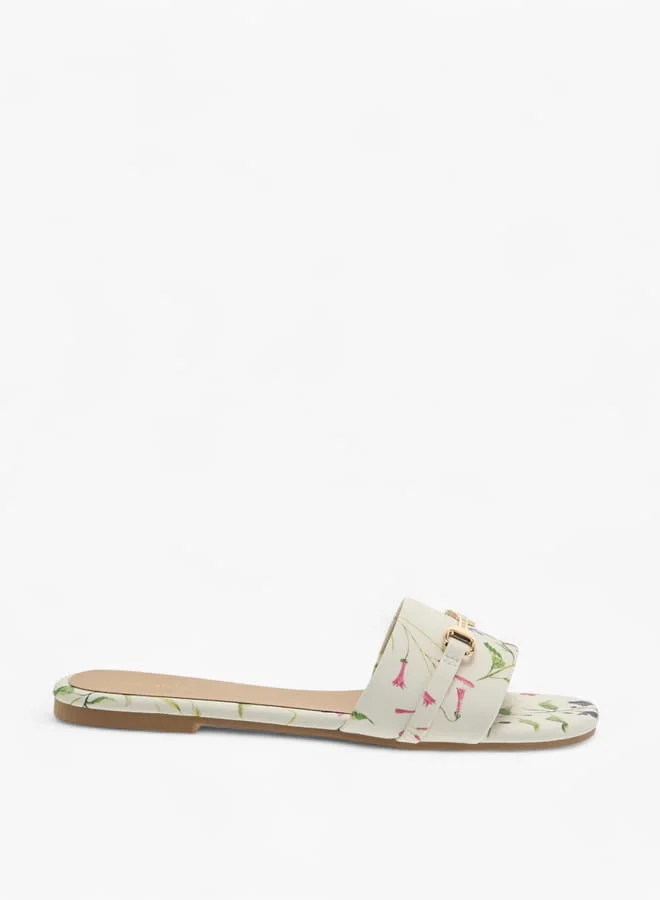 Flora Bella By Shoexpress Womens Floral Print Slip-On Sandals