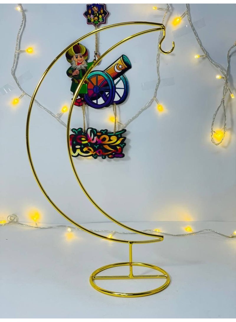 Lantern stand for hanging lanterns, gold color, crescent shape, very clean plastic material, size: 36 cm (large size) - Image 1