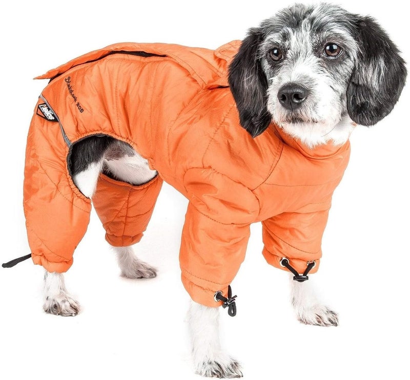 PuTwo DOGHELIOS ThunderCrackle FullBody Bodied WadedPlush Adjustable and 3M Reflective Pet Dog Jacket Coat w Blackshark Technology Large Sporty Orange - Image 1