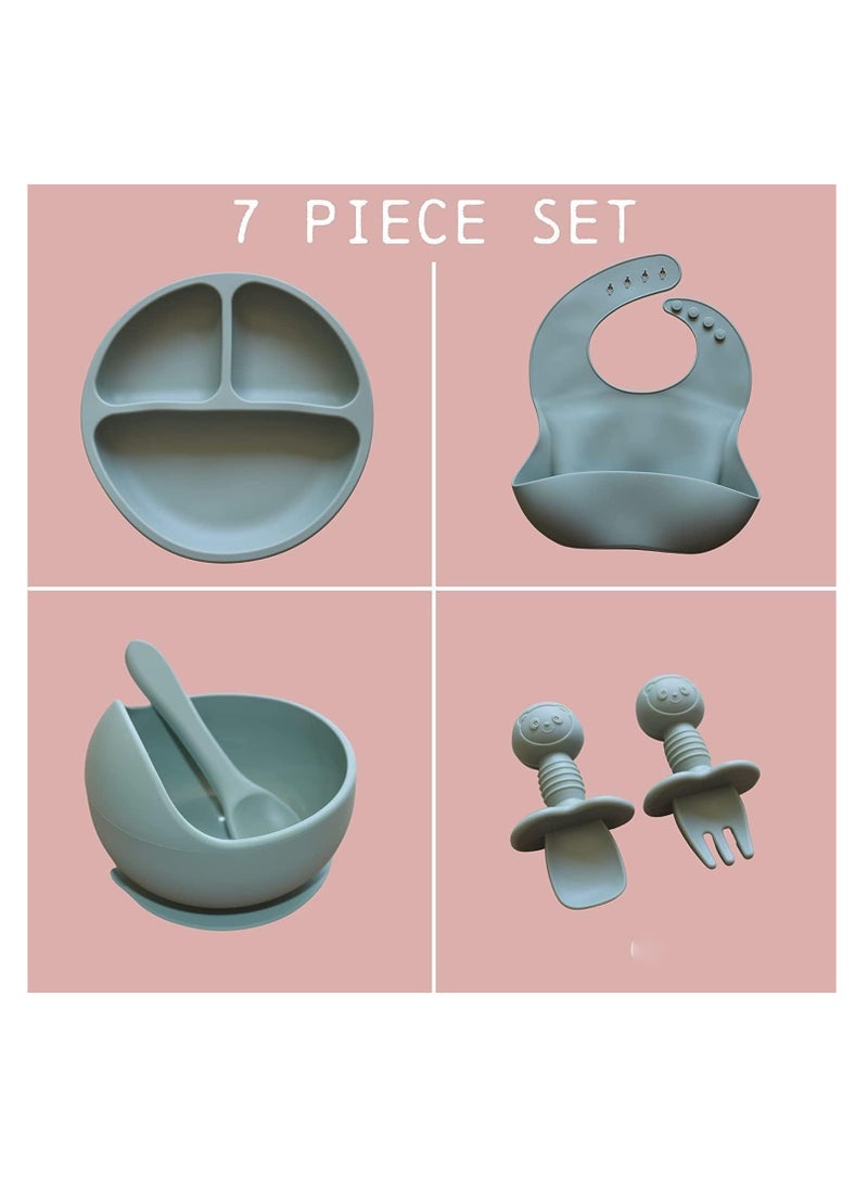 Dubkart - Baby Feeding Set, 7 Piece Silicone Set for Self Feeding, Learning & Fine Motor Skills Soft, Easy to Grip - Image 1