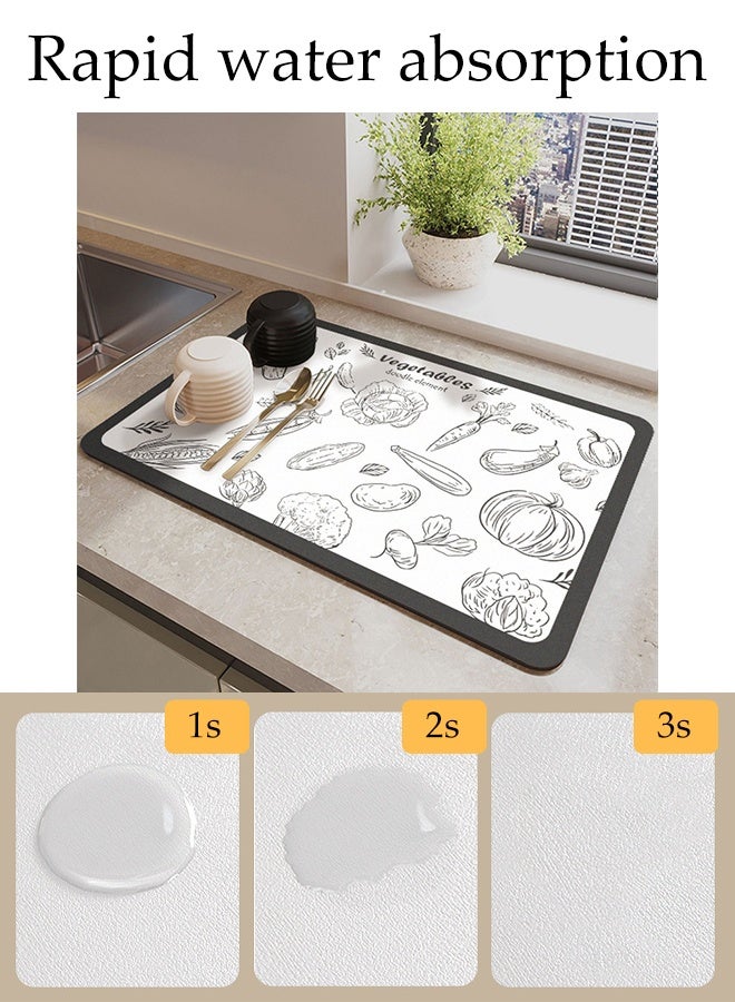 DUNISO Kitchen Drain Mat，Diatom Mud Drainage Pad，Dishwashing Mat, Insulation Mat，Tea Cup Cushion，Anti Fouling and Anti Slip，Can Be Used in Kitchens, Restaurants and Bars，30*40CM，Northern Border Decoration Pattern，Dark Brown - Image 4