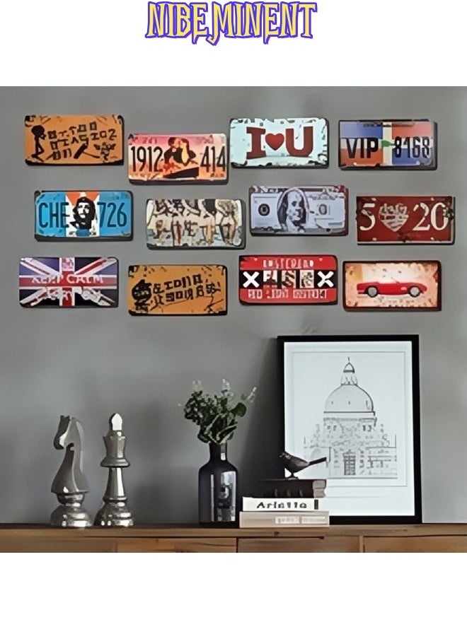 NIBEMINENT 5 Pieces Assorted Retro Vintage Car Number Tags, Embossed Prop License Plates, Home Wall Automobile Bar Garage Man Cave DIY Decoration, 6x12 inch  - Image 3