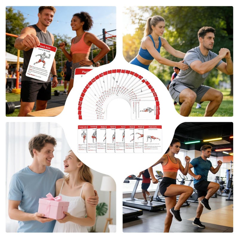 36 Piece Fitness Card Deck Portable Workout Set With Exercise Guide For Home Gym - Image 5