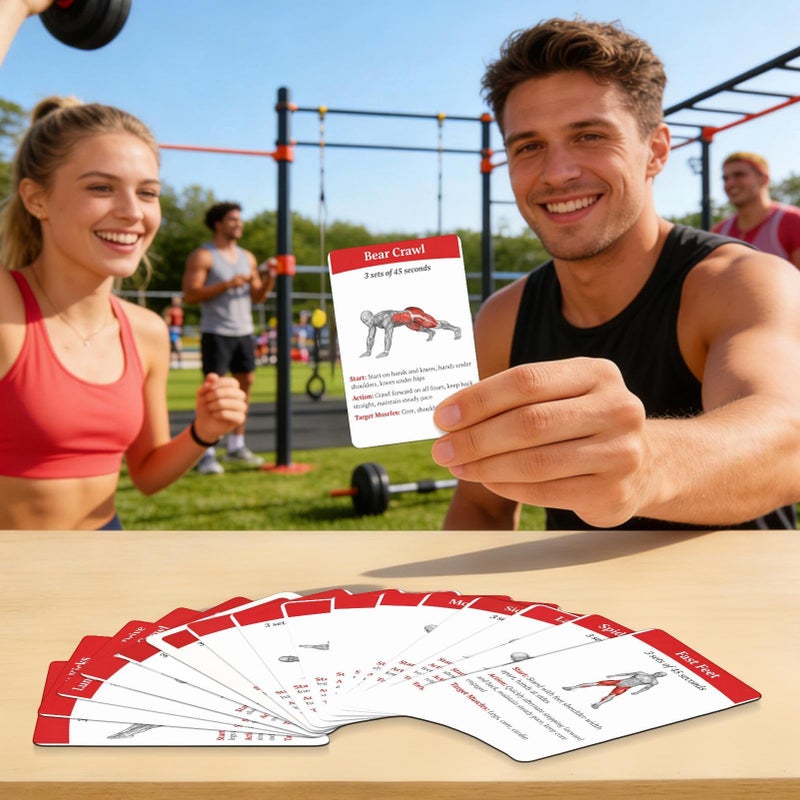 36 Piece Fitness Card Deck Portable Workout Set With Exercise Guide For Home Gym - Image 3