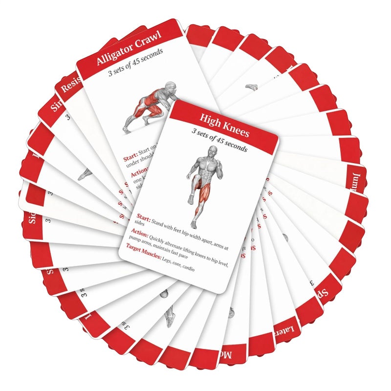 36 Piece Fitness Card Deck Portable Workout Set With Exercise Guide For Home Gym - Image 2