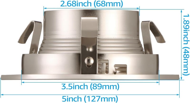 TORCHSTAR 12-Pack 4 Inch Stylish Decor Recessed Light Trim, Metal Can Light Trim, Step Baffle with Ring, Fit Halo/Juno Remodel Recessed Housing, 4 Inch Trim for PAR16, PAR20, BR20, Satin Nickel - Image 2