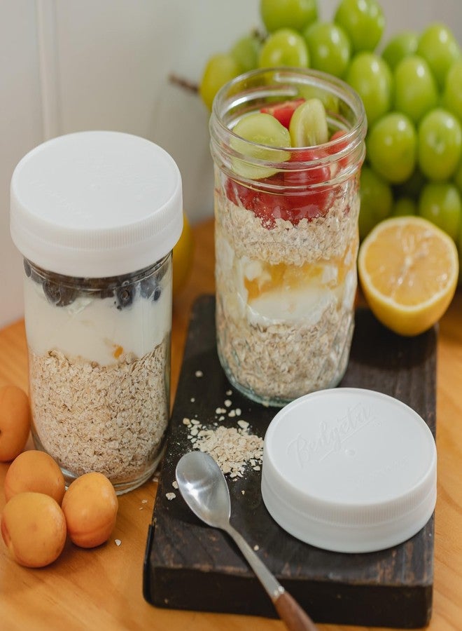 Yodecy 12 Pack 16 oz Wide Mouth Clear Mason Jars with Silver Metal Lids, Canning Jars for Overnight Oats, Food Storage, Dry Food, Snacks, Candies and More - Image 2