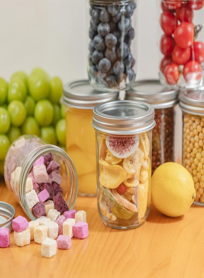 Yodecy 12 Pack 16 oz Wide Mouth Clear Mason Jars with Silver Metal Lids, Canning Jars for Overnight Oats, Food Storage, Dry Food, Snacks, Candies and More - Image 4