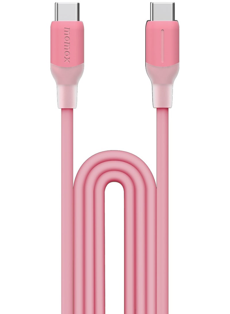 Momax 1-Link Flow [60W] USB-C to USB-C Cable 1.2 meter [MFI Certified] Fast Charge PD 3.0 - Pink - Image 1