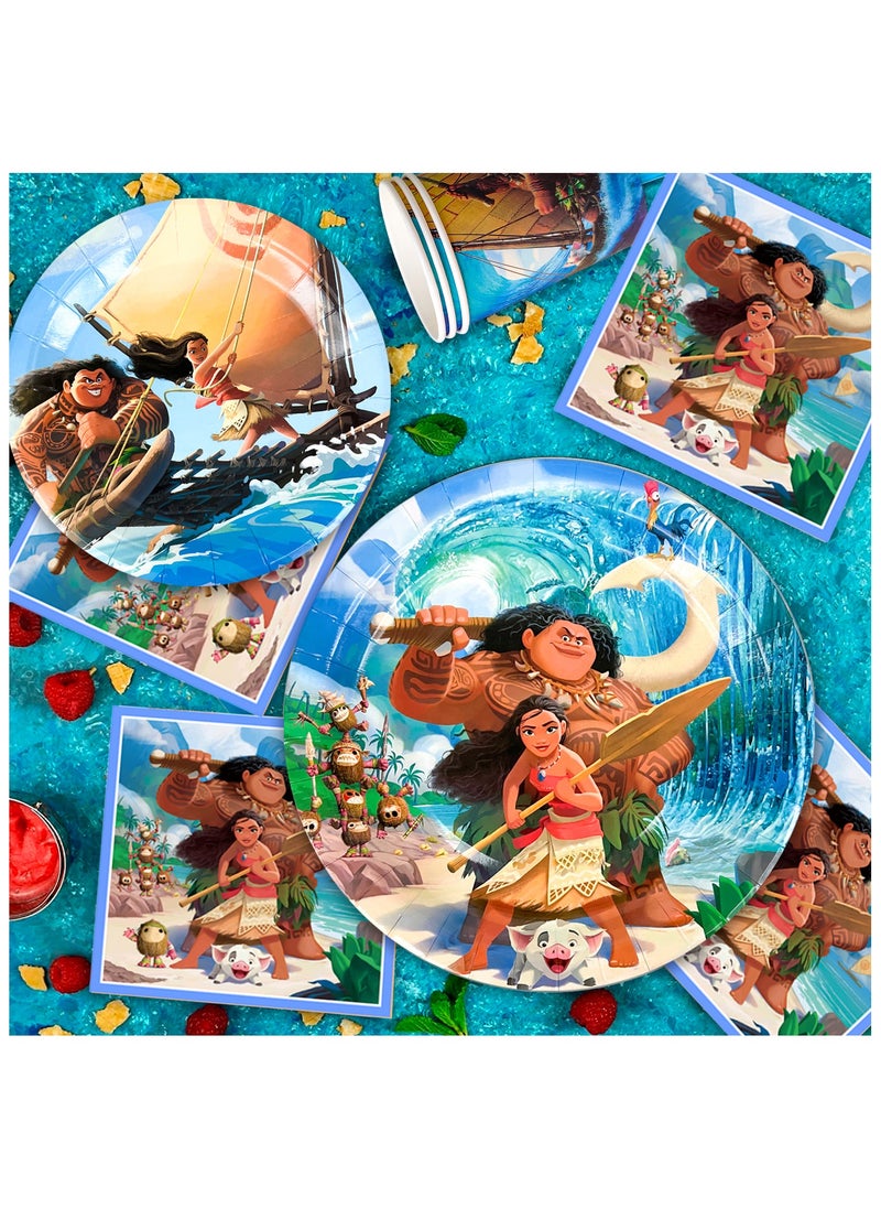 FRUITFUL PARTY Cartoon Moana Birthday Party Decoration, 115 pcs Moana Party Decorations and Tableware Set - Moana Birthday Party Supplies, Moana Plates and Napkins Cups Table Cloth Banner Backdrop Balloons etc for Girls/Boys Kids  - Image 4