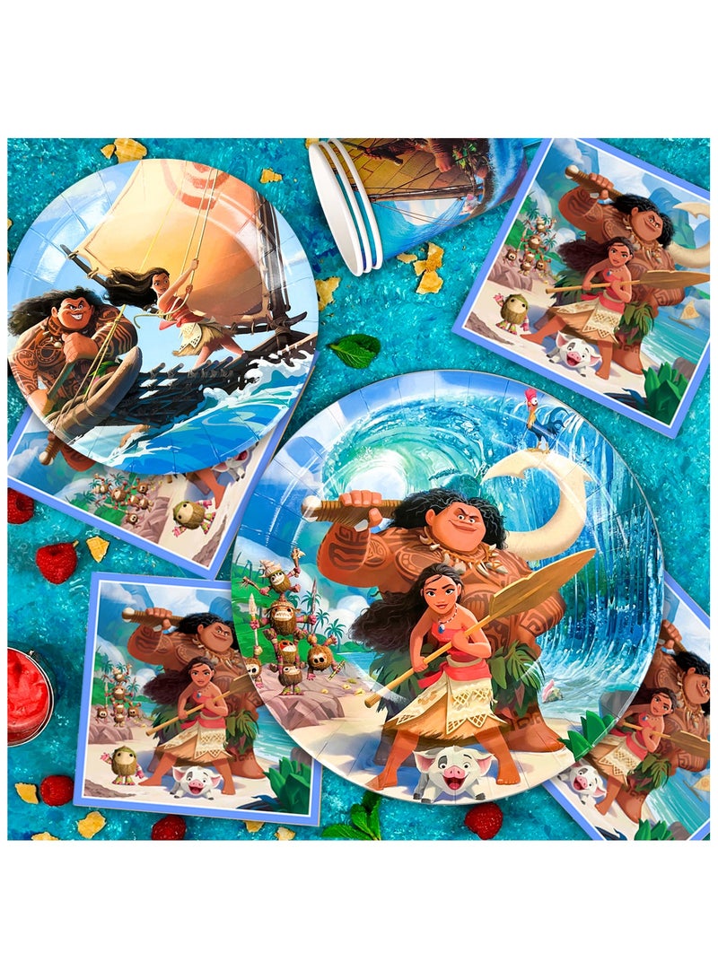FRUITFUL PARTY Moana Birthday Party Decorations, 115 pcs Moana Party Tableware Set - Moana Plates and Napkins Cups Table Cloth Banner Backdrop Balloons Moana Birthday Party Supplies - Image 4