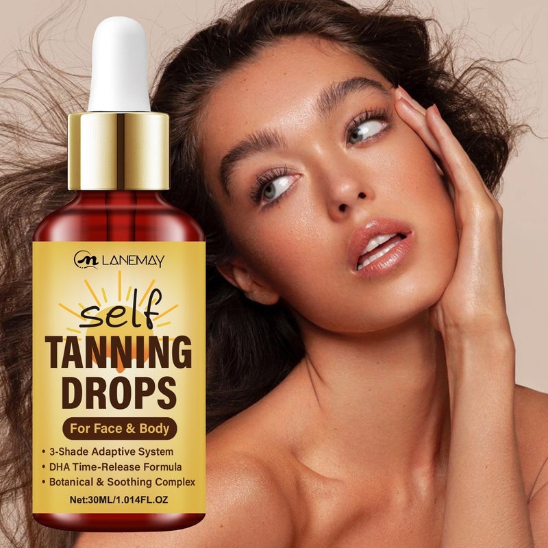 LANEMAY Self-Tanning Drops 30ml Plant-Based Soothing Tanning    Serum - Image 1