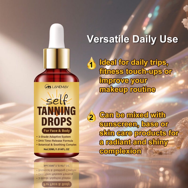 LANEMAY Self-Tanning Drops 30ml Plant-Based Soothing Tanning    Serum - Image 3
