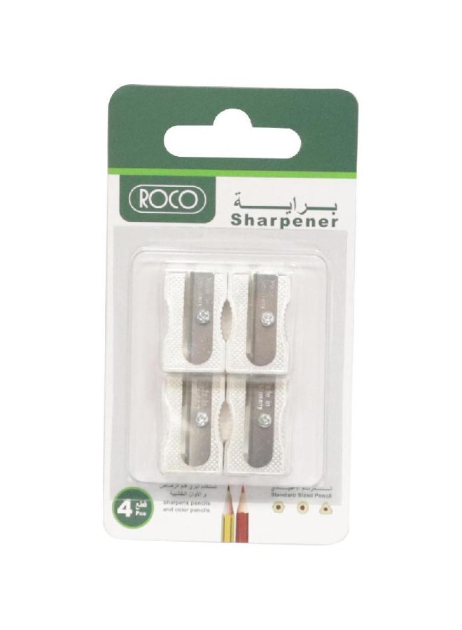 ROCO Pack of 4 Pocket Sharpeners (1 Hole-Silver) - Image 1